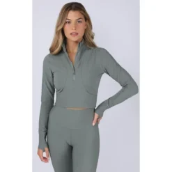 90 Degree By Reflex Interlink Ribbed Half Zip Long Sleeve Crop Top -Avenue Clothing Shop GUEST c7a1f89e 42f8 4954 aaf6 0a73eb2cac03
