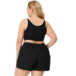 Agnes Orinda Women's Plus Size Short Elastic Back Zipper Trucker Pocket Summer Cargo Shorts -Avenue Clothing Shop GUEST cabc2c3e 8b3e 462e a3f0 476330a71778