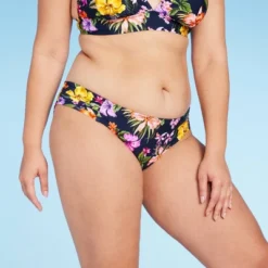 Women's Tropical Print Side-Tab Medium Coverage Hipster Bikini Bottom - Kona Sol™ Navy Blue -Avenue Clothing Shop GUEST cc217e70 1ffa 4b5d b369 294308286dfe