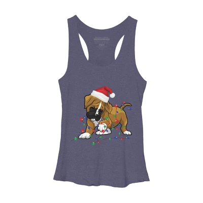 Women's Design By Humans Saint Bernard Dog Christmas Light Costume Hat Santa Fairy Lights By Rondes Racerback Tank Top 6 Women's Design By Humans Saint Bernard Dog Christmas Light Costume Hat Santa Fairy Lights By Rondes Racerback Tank Top - Image 4