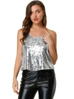 Allegra K Women's Sequined Shining Club Party Sparkle Cami Top -Avenue Clothing Shop GUEST d2a12033 da40 449d b83f 64abcbc78189