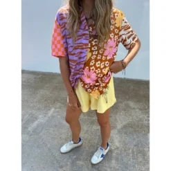 Women's Ascot + Hart Graphic Pull-On Shorts - Yellow -Avenue Clothing Shop GUEST d3f74104 80bc 4f4b a68a 1107dde44c9f