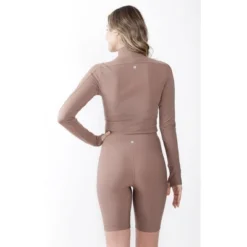 90 Degree By Reflex Interlink Ribbed Half Zip Long Sleeve Crop Top