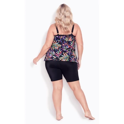 Women's Plus Size Hi Waist Swim Short - Black | AVENUE 3 Women's Plus Size Hi Waist Swim Short - Black | AVENUE
