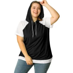 Agnes Orinda Women's Plus Size Hoodies Raglan Short Sleeve Drawstring Top -Avenue Clothing Shop GUEST d87264a5 e8dc 4170 9125 c2005283dd97