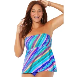 Swimsuits For All Women’s Plus Size Smocked Bandeau Tankini Top -Avenue Clothing Shop GUEST da66096e 3062 48e8 bd21 f12f35e5341c