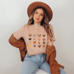 Simply Sage Market Women's Fall Plaid Hearts Short Sleeve Graphic Tee