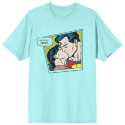 Superman He's My Hero Comic Panel Crew Neck Short Sleeve Celadon Women's T-shirt -Avenue Clothing Shop GUEST dc49493e 28a2 40c9 bb6f 2ee0123cdc30