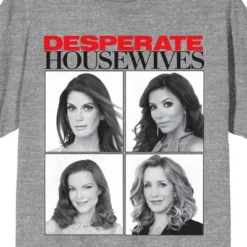 Desperate Housewives Characters In Square Blocks Crew Neck Short Sleeve Gray Heather Unisex Adult T-shirt