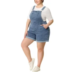Agnes Orinda Women's Plus Size Adjustable Strap Pocket Roll Hem Denim Overall Jean Shorts -Avenue Clothing Shop GUEST de85ce99 5ef1 42bd ac70 e53c5a994678