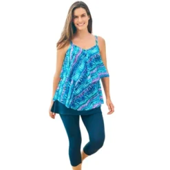 Swim 365 Women’s Plus Size Mesh Double-Tier Tankini Top -Avenue Clothing Shop GUEST e064a779 c5e0 414d b24f e1c90ec0a537