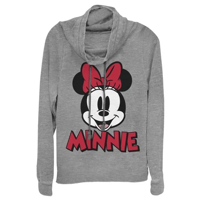 Junior's Mickey & Friends Retro Minnie Mouse Big Face Cowl Neck Sweatshirt 5 Junior's Mickey & Friends Retro Minnie Mouse Big Face Cowl Neck Sweatshirt - Image 3