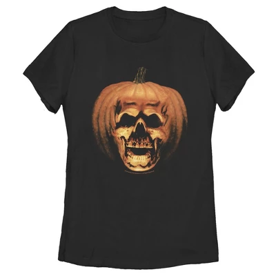 Women's Halloween II Skeleton Carved Pumpkin T-Shirt 4 Women's Halloween II Skeleton Carved Pumpkin T-Shirt - Image 2