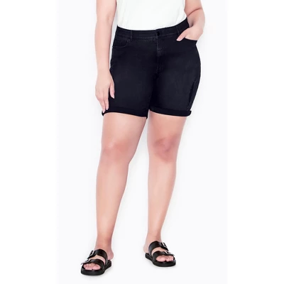 Women's Plus Size Giana Ripped Short - Black | AVENUE 5 Women's Plus Size Giana Ripped Short - Black | AVENUE - Image 3