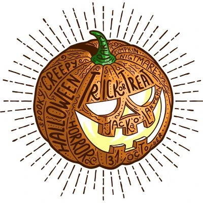 Junior's Design By Humans Halloween Smiling Retro Pumpkin With Fine Detailed Lettering By Agor2012 T-Shirt 3 Junior's Design By Humans Halloween Smiling Retro Pumpkin With Fine Detailed Lettering By Agor2012 T-Shirt