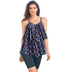 Swim 365 Women’s Plus Size Mesh Double-Tier Tankini Top -Avenue Clothing Shop GUEST e590f65d 5213 470a b619 e04d1ca6aa14