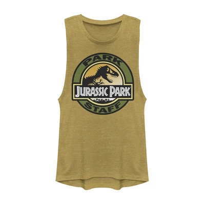 Junior's Jurassic Park Staff Badge Festival Muscle Tee 4 Junior's Jurassic Park Staff Badge Festival Muscle Tee - Image 2