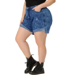 Agnes Orinda Women's Plus Size High Rise Fashion Denim Roll-Up Stretched Ripped Jean Shorts -Avenue Clothing Shop GUEST e988857b 7e96 46c5 87ae 851e1ba0ef76