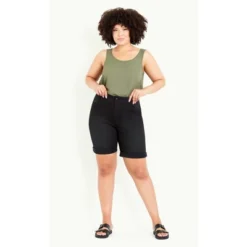 Women's Plus Size Turn Up Cuff Denim Short - Black | EVANS -Avenue Clothing Shop GUEST eb4df9fc fa5b 4cdb 9655 46e2392cc49a