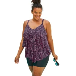Swim 365 Women’s Plus Size Longer-Length Tiered-Ruffle Tankini Top -Avenue Clothing Shop GUEST ec0003e5 9a46 45ad b923 d8cb149e965c