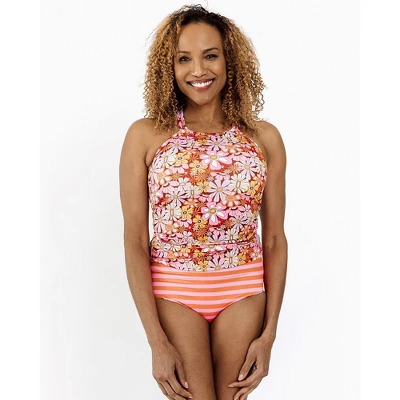 Lime Ricki Women's Groovy Blooms Double-Cinch Tankini Top 7 Lime Ricki Women's Groovy Blooms Double-Cinch Tankini Top - Image 5