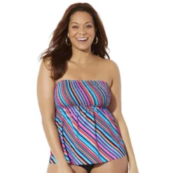 Swimsuits For All Women’s Plus Size Smocked Bandeau Tankini Top -Avenue Clothing Shop GUEST ee6044ea 6235 4bc8 9c5f 88910ca4e692
