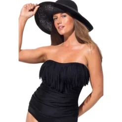 Swimsuits For All Women’s Plus Size Fringe Bandeau Tankini Top