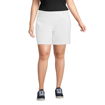 Lands' End Women's Starfish Mid Rise Pull On 7" Knit Denim Jean Shorts 6 Lands' End Women's Starfish Mid Rise Pull On 7" Knit Denim Jean Shorts - Image 4