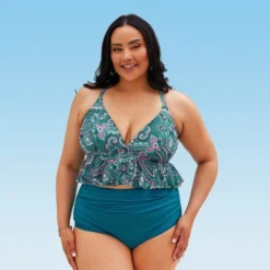 Women's Plus Size Paisley Ruffled Tankini Top - Cupshe -Avenue Clothing Shop GUEST f3f2305e c593 4c47 aa17 e8dde3fd286e