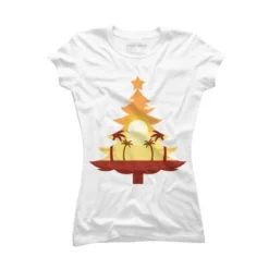 Junior's Design By Humans Christmas In July Tree Sunset By Destiny29 T-Shirt -Avenue Clothing Shop GUEST f51a5817 7443 4bc3 9685 2c8e2829e09b