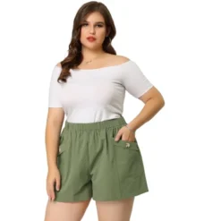 Agnes Orinda Women's Plus Size Pants Loose Slant Pocket Elastic Waist Straight Leg Shorts -Avenue Clothing Shop GUEST f523747e 7be6 4de6 a4ac b2efff421501