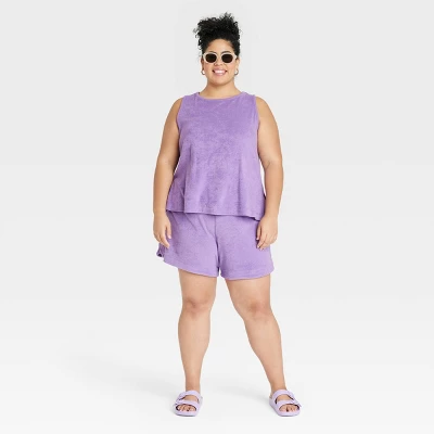 Women's Plus Size Terry Tank Top - A New Day™ Purple 2X 4 Women's Plus Size Terry Tank Top - A New Day™ Purple 2X - Image 2