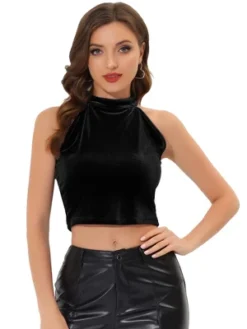 Allegra K Women's Halter Neck Velvet Velour Basic Layering Party Sleeveless Crop Top 16 Allegra K Women's Halter Neck Velvet Velour Basic Layering Party Sleeveless Crop Top -Avenue Clothing Shop GUEST fefc970d 34d0 449a a3e3 66bcc9089e16